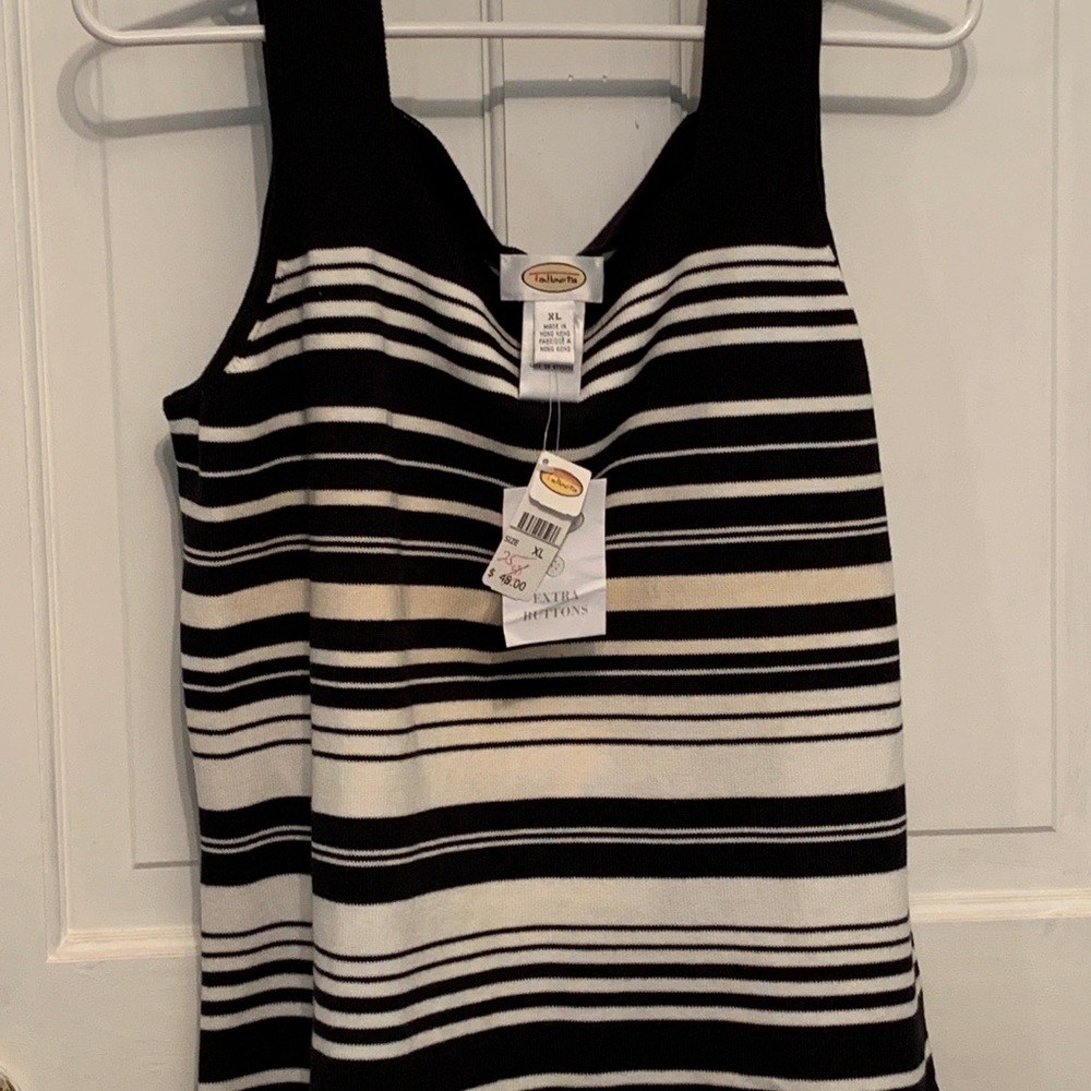 Talbots NWT Black/white stripe Knit sweater tank! Size XL